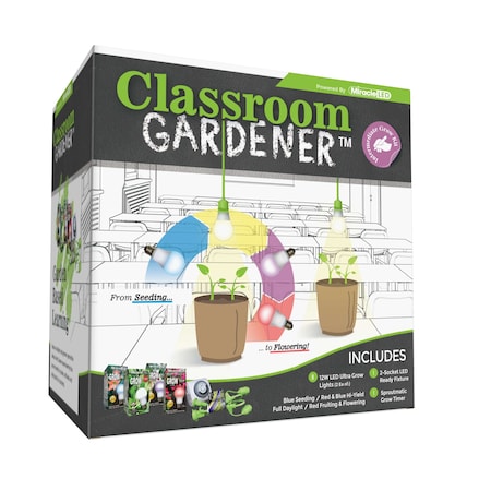 Miracle Led Classroom Gardener 2-Socket Corded Intermediate LED Grow Kit w/ Timer Controls 607980
